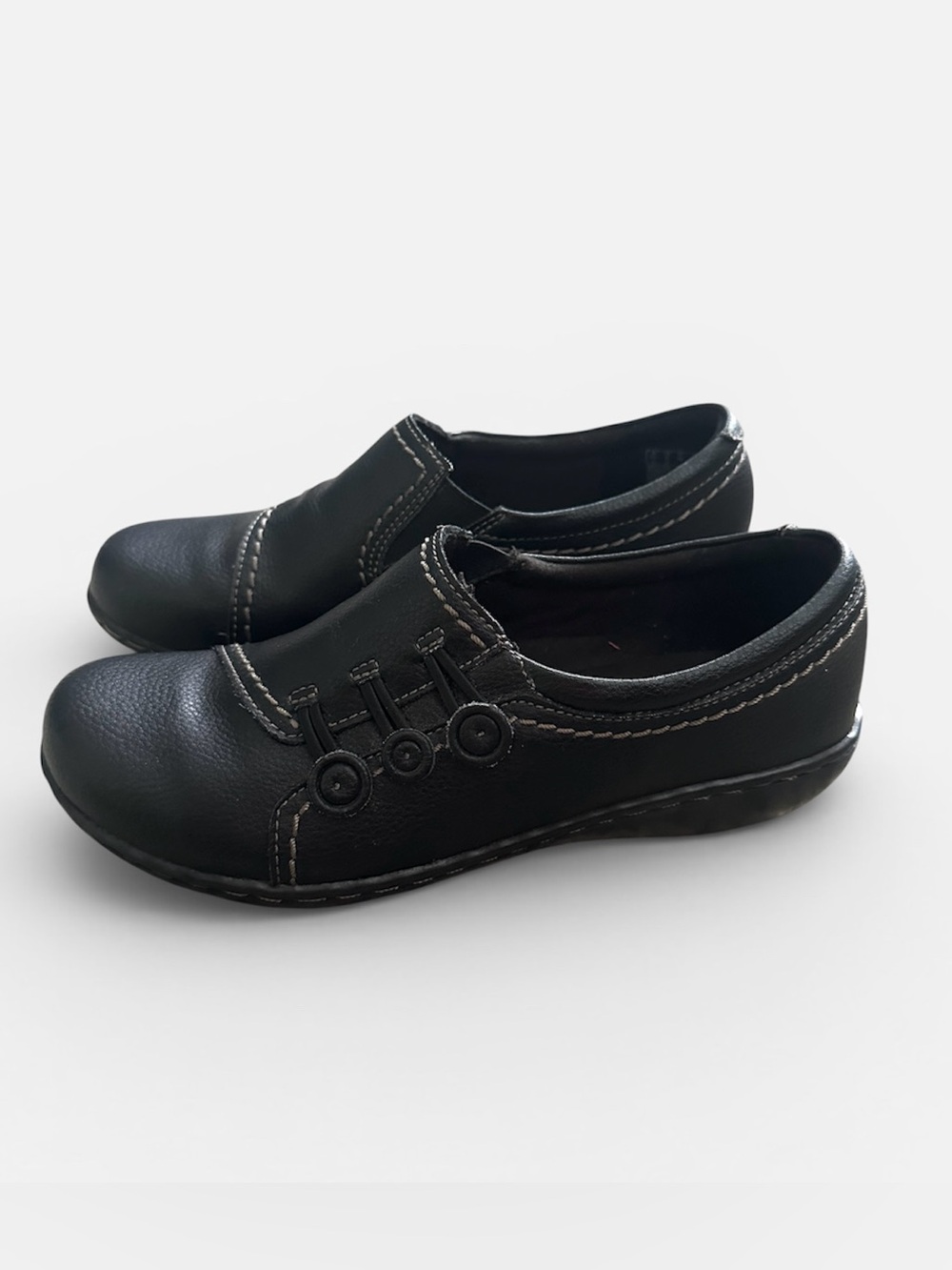 Clarks Ashland Effie Leather Slip on Black Loafers Shoes Womens 8